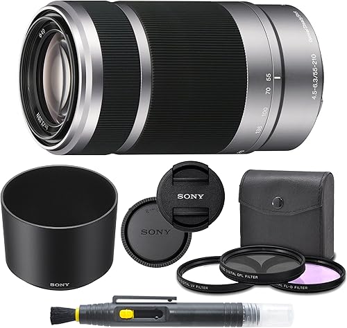 ZoomSpeed Paquete para Sony E-Mount 2.165-8.268in (Plata) F 4.5-6.3 lente para cámaras Sony E-Mount. Incluye kit de filtro, bolígrafo de limpieza,