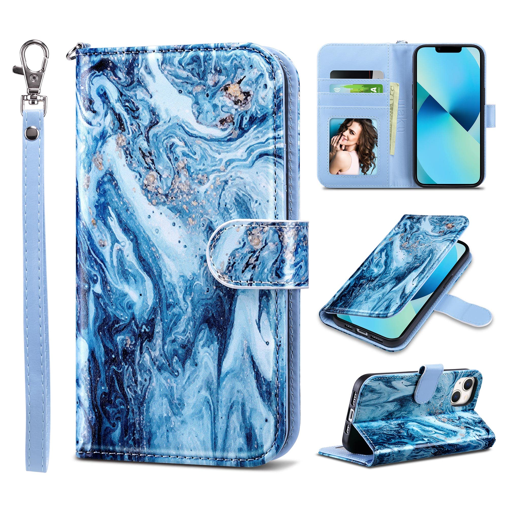 Amazon.com: ULAK Compatible with iPhone 13 Wallet Case for Women, Premium  PU Leather Flip Cover with Card Holder and Kickstand Feature Protective  Phone Case Designed for iPhone 13 6.1 Inch (Blue) : Everything Else