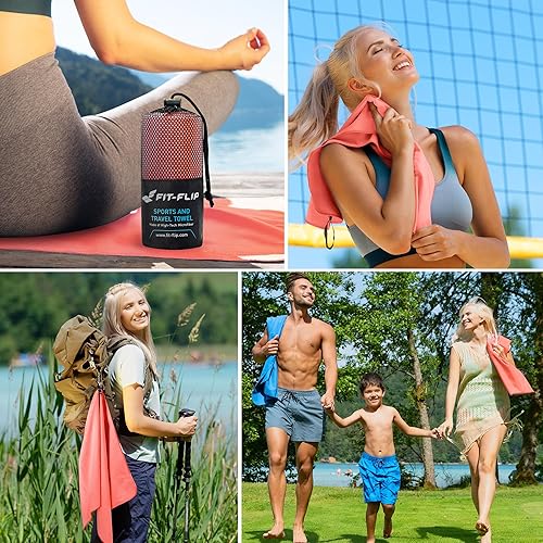 Miniatura 6 de Fit-Flip - Toalla de viaje, toalla de microfibra compacta y ultrasuave para campamento, toalla de secado rápido, superabsorbente y ligera para
