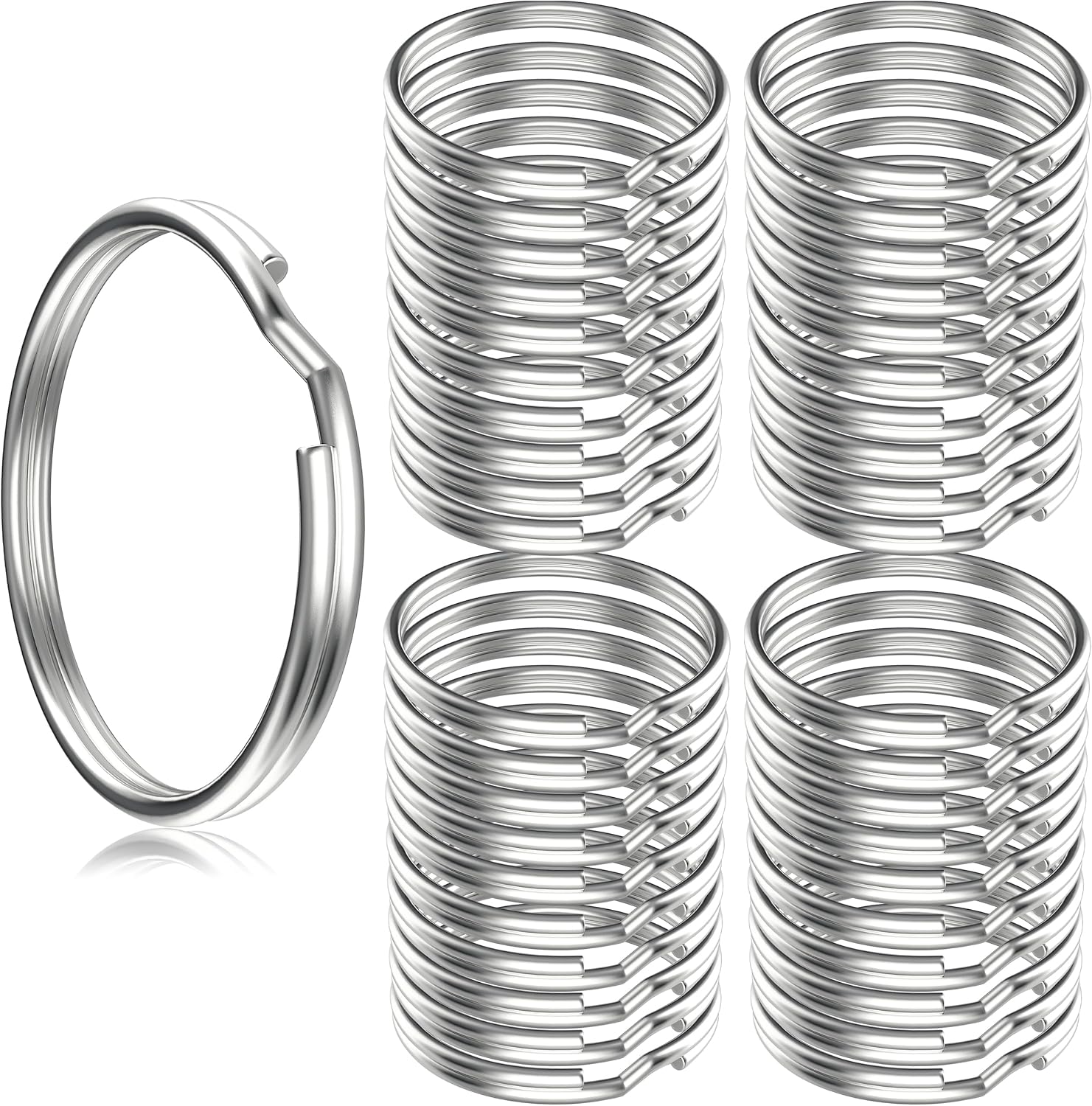 Key Rings, 3/4" 20mm Split Round Metal Silver Keyring for Home/Car/Outdoor/Arts/Lanyards/CraftsKeys/Keychain Organization (100PCS)