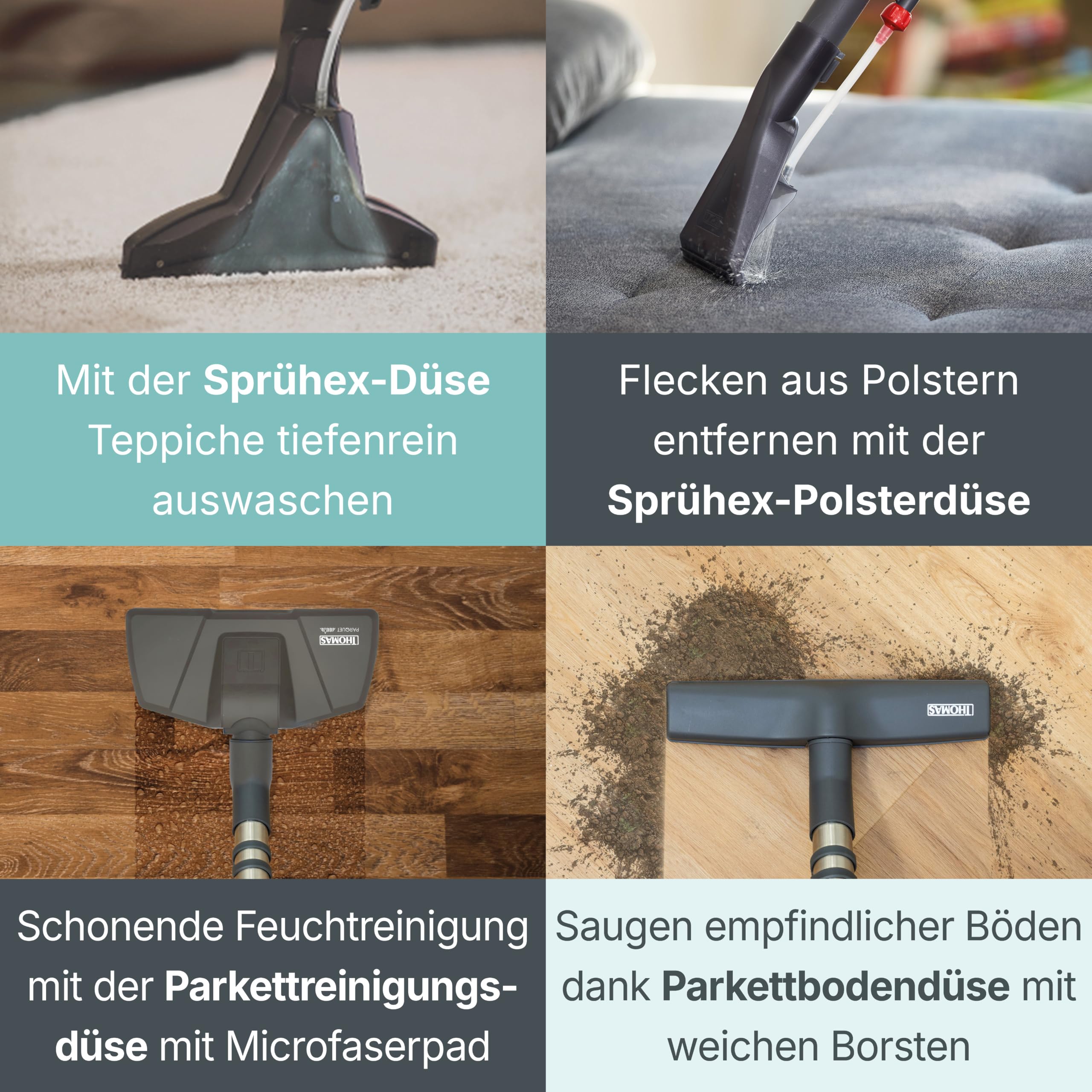 THOMAS Aqua+ Multi CLEAN X10 PARQUET, Staubsauger, Waschsauger, beutellos, Speziell für Parkett und Laminat, für Allergiker, Wasserfilterung, 1700 Watt max., Made in Germany