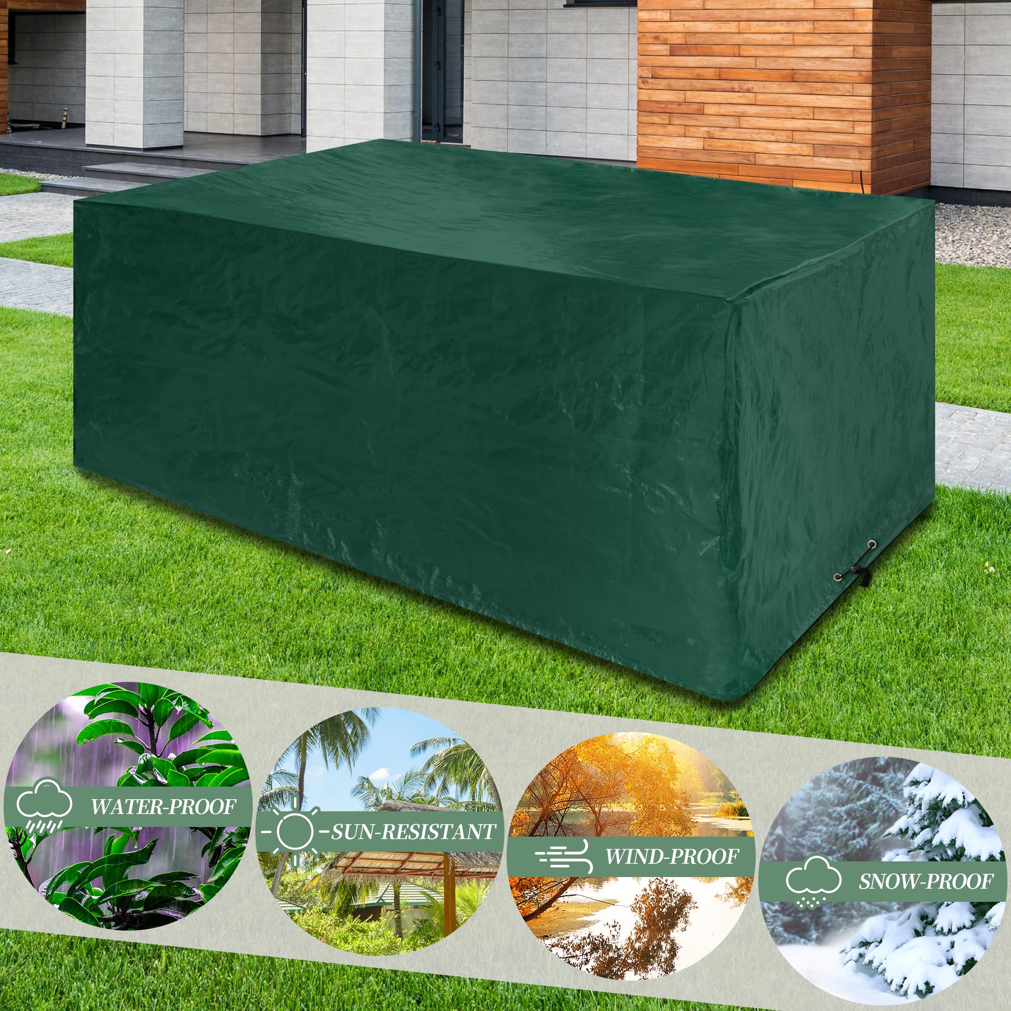 Funshot Patio Furniture Covers Waterproof, 250x200x90 cm, Square Garden Table Cover - Image 4
