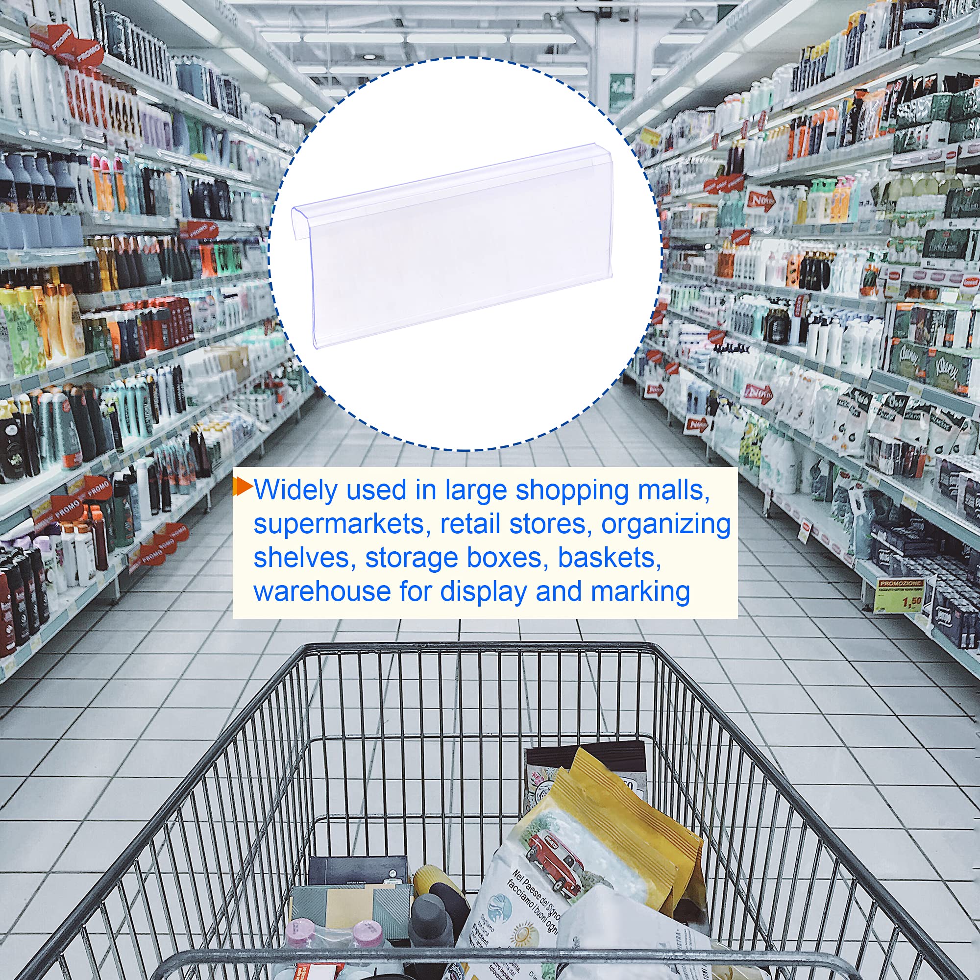 MECCANIXITY L-Shape Label Holders - Clear Plastic For Wire Shelves, 100x40mm, Pack Of 30 - View #3