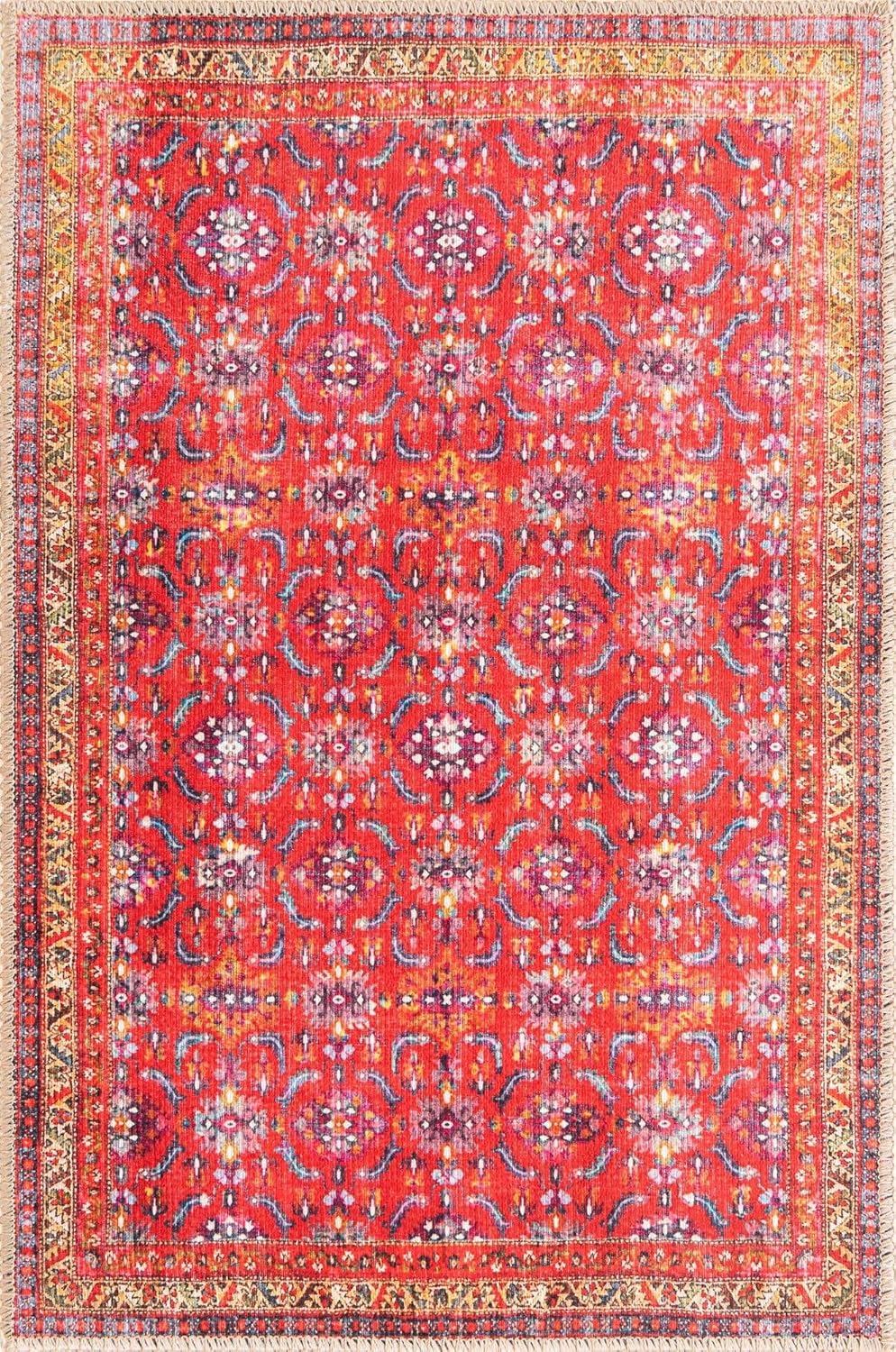 Unique Loom Revival Collection Traditional Medallion Border Red/Blue Area Rug (2' 0 x 3' 0)