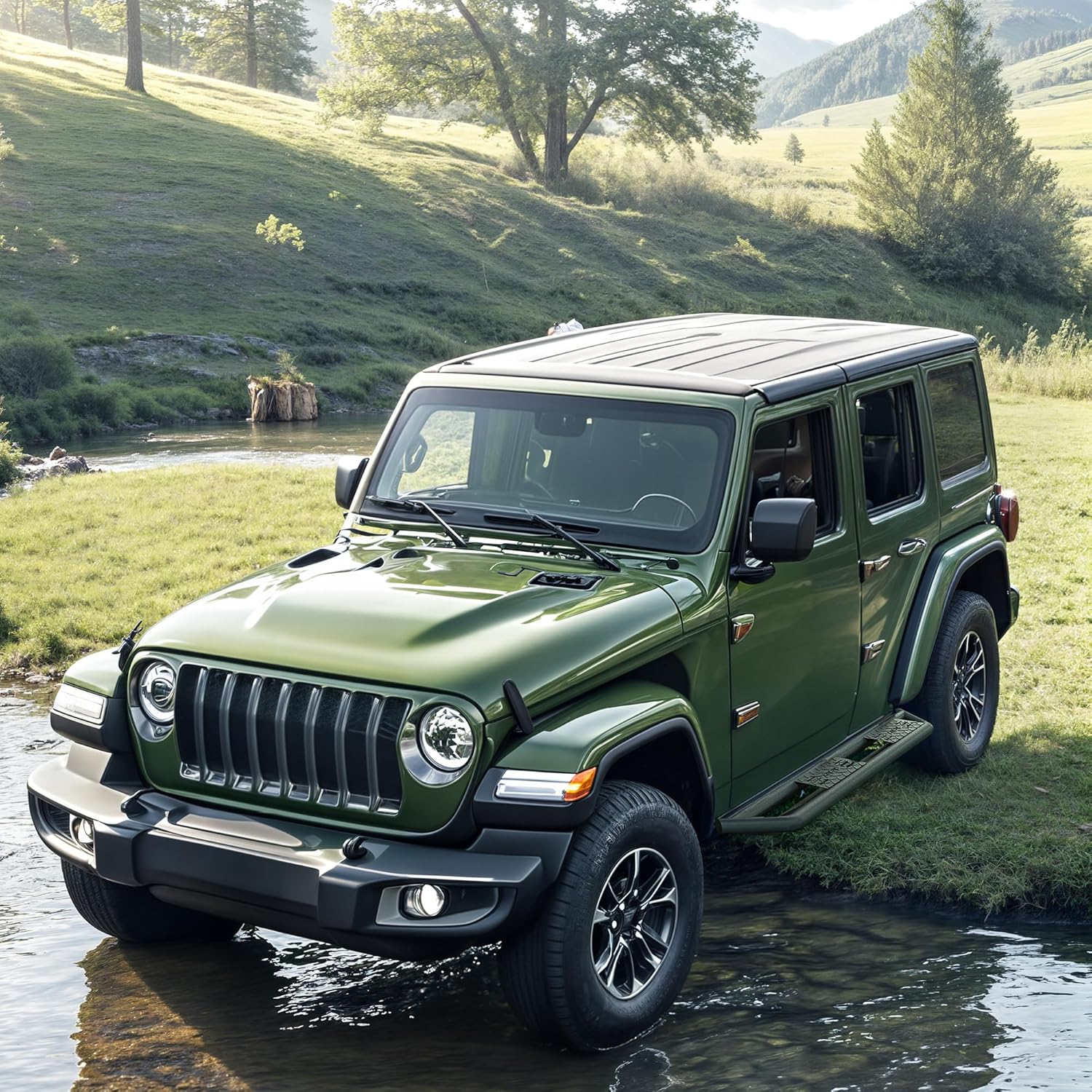 Running Boards Compatible with 2018-2026 Jeep Wrangler JL 4 Doors, 6 Inches Bolt-On Side Steps, Textured Black Carbon Steel Rails Tube Nerf Bars