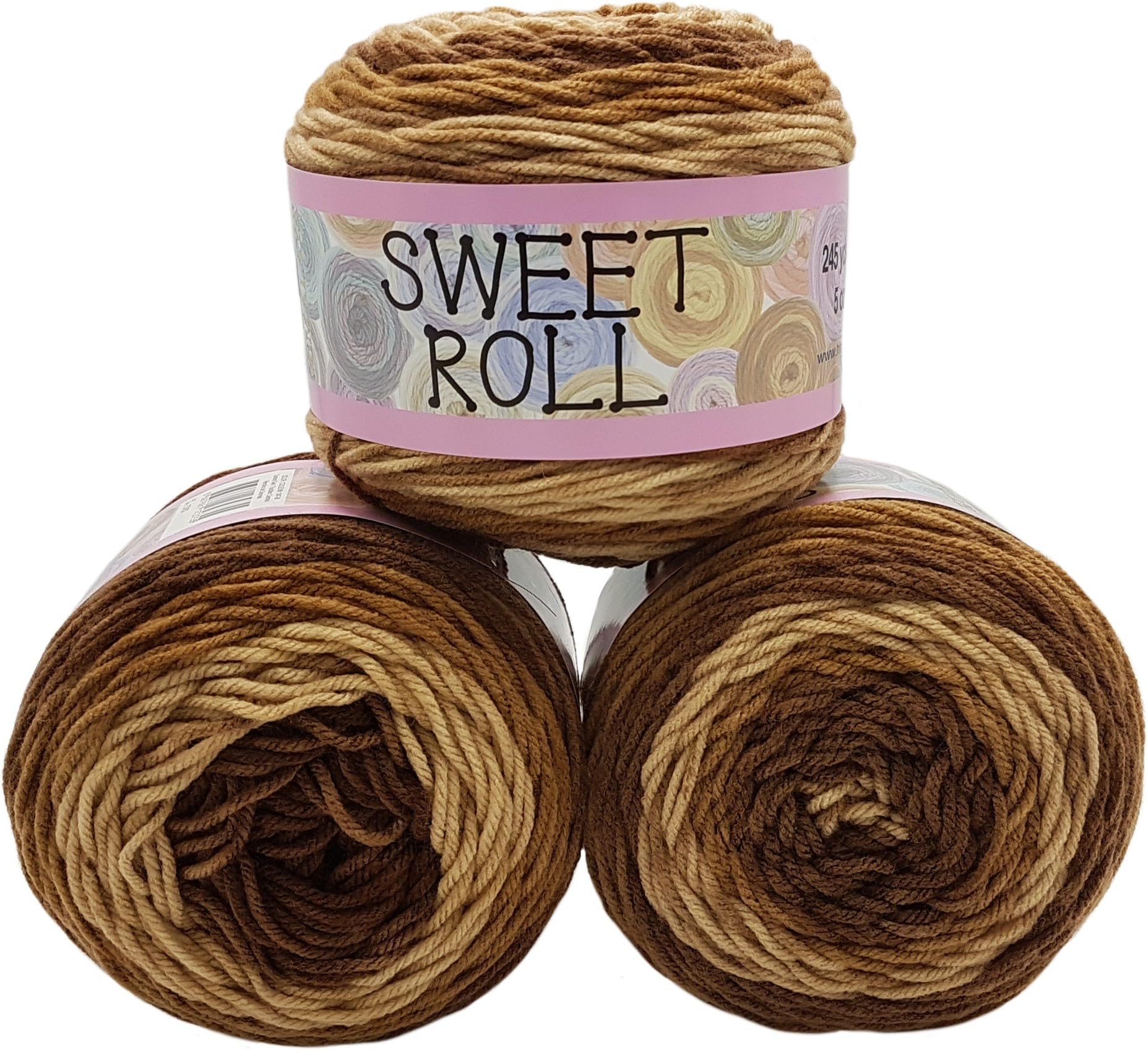 Sweet Roll 3?Packs of 140?g Himalaya Knit Gradient Multicolor Wool with Colours, 420?g - Brown/Beige