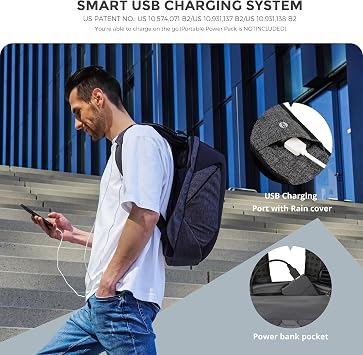 Swissdigital Design School Laptop Backpack for Man, TSA-Friendly 15.6 Laptop Bag with USB Charging Port and Vibrating Massager,Suitable for Business/Travel/Commute Daily, Grey | SD1514M