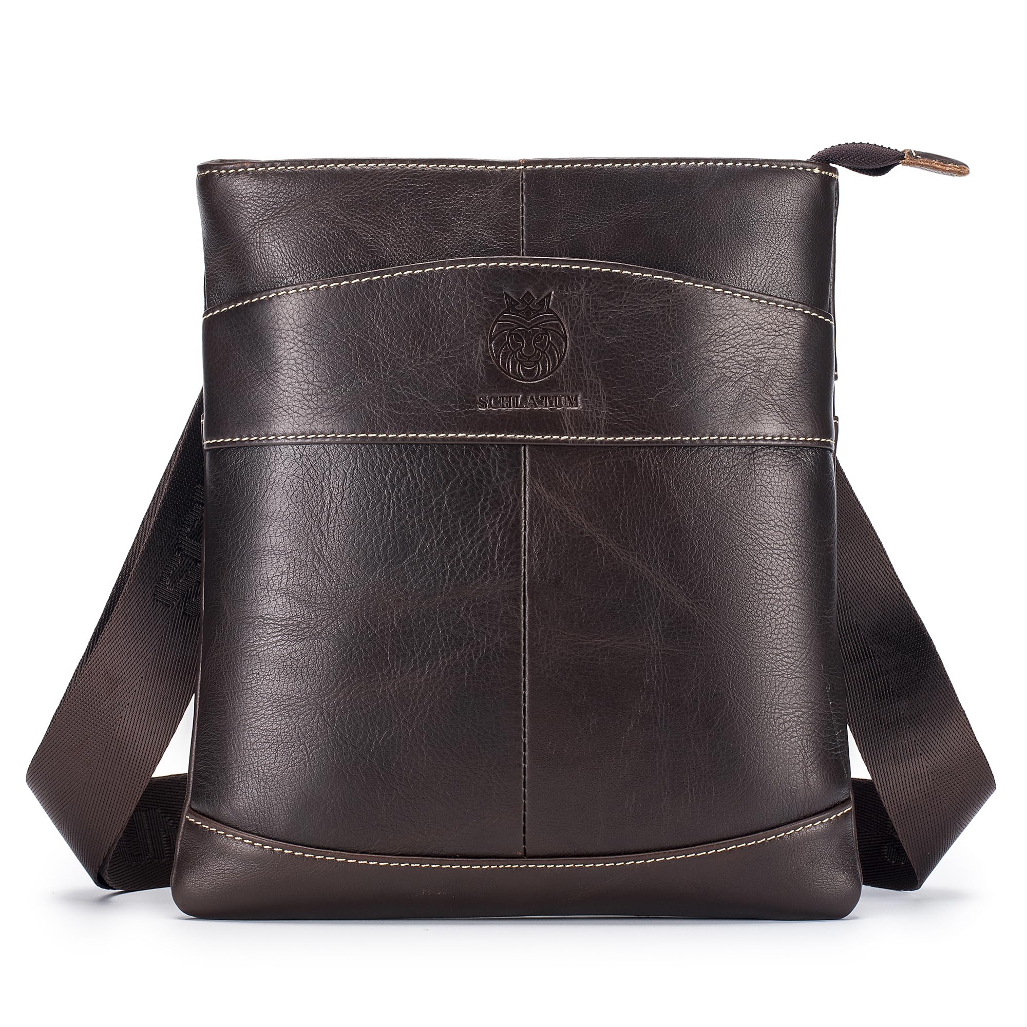 LUKZIJAES Lightweight Genuine Leather Men Crossbody Shoulder Bags Messenger Bag Vintage Mens for Business Everyday Casual ...
