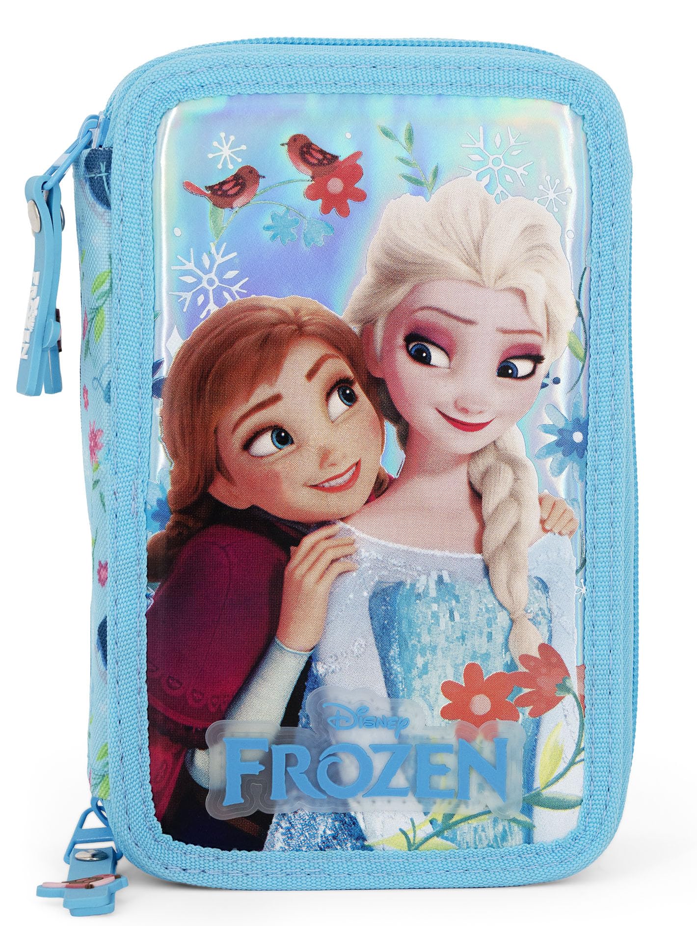 3-Fach Federmäppchen Mädchen Gefüllt für Die Eiskönigin Frozen Fan – Schulmäppchen Set 46 Teile mit Radierbaren Stiften, Filzstiften, Buntstiften – ideal für Schule & als Geschenk 6-12 Jahre