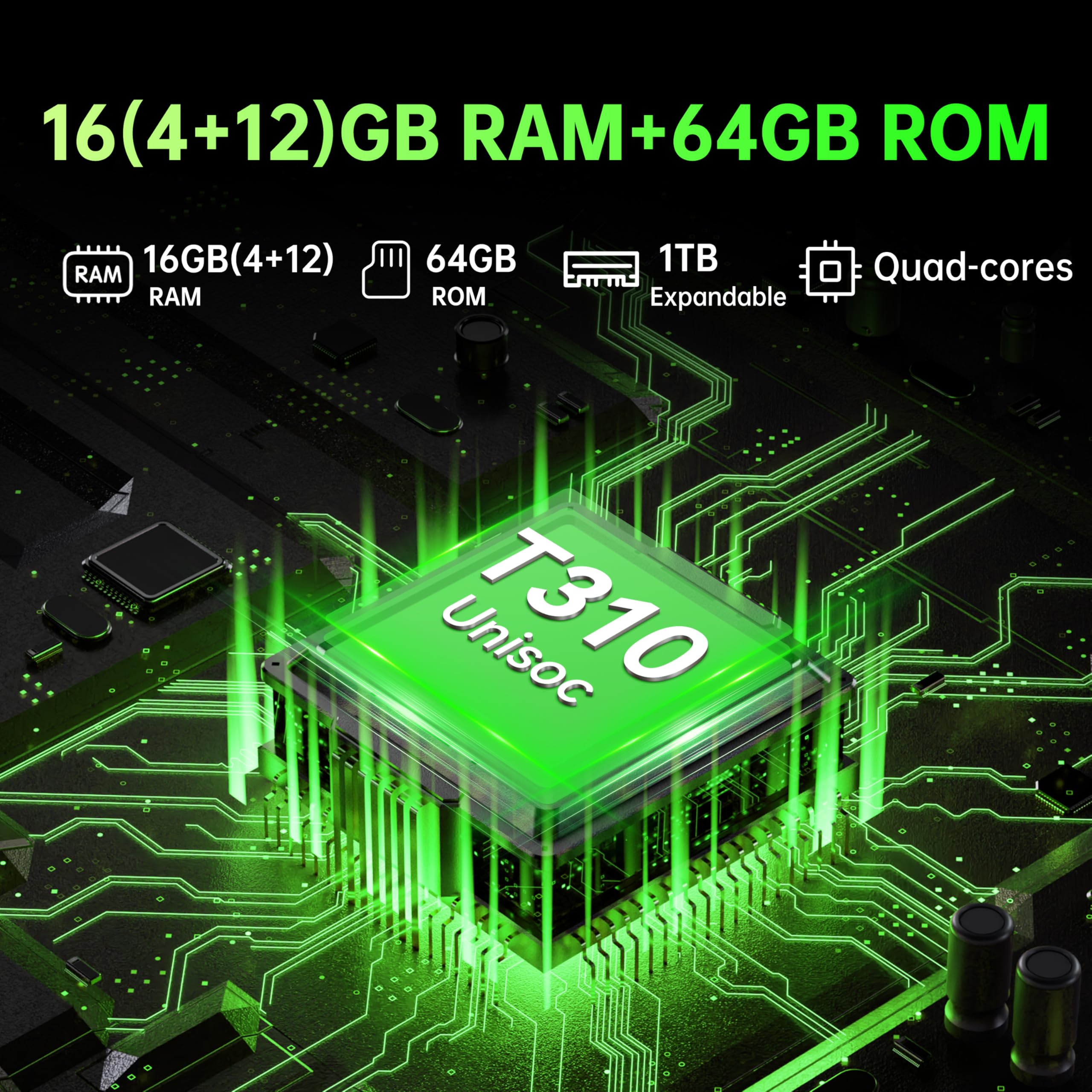 OUKITEL G5 Rugged Smartphone Unlocked - 16GB+64GB (1TB TF) Rugged Android Phone with Camping Light, 6300mAh Battery, 6.0" HD Screen Cell Phone, 13MP Main Camera, Face ID/GPS, Supports T-Mobile, Black