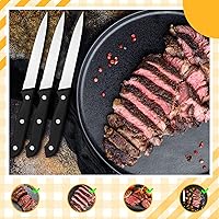 Vista 5 de Lasnten Juego de 50 cuchillos de carne de 8.67 pulgadas de borde fino de acero inoxidable no dentados, cuchillos rectos triples remachados