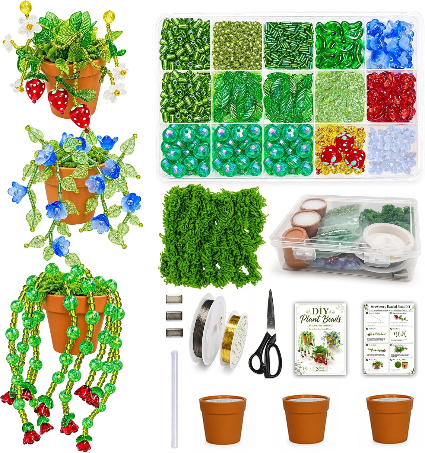 ZHXiLiaan DIY Beaded Plant Kit，Forever Plant Kit Magnets for Fridge