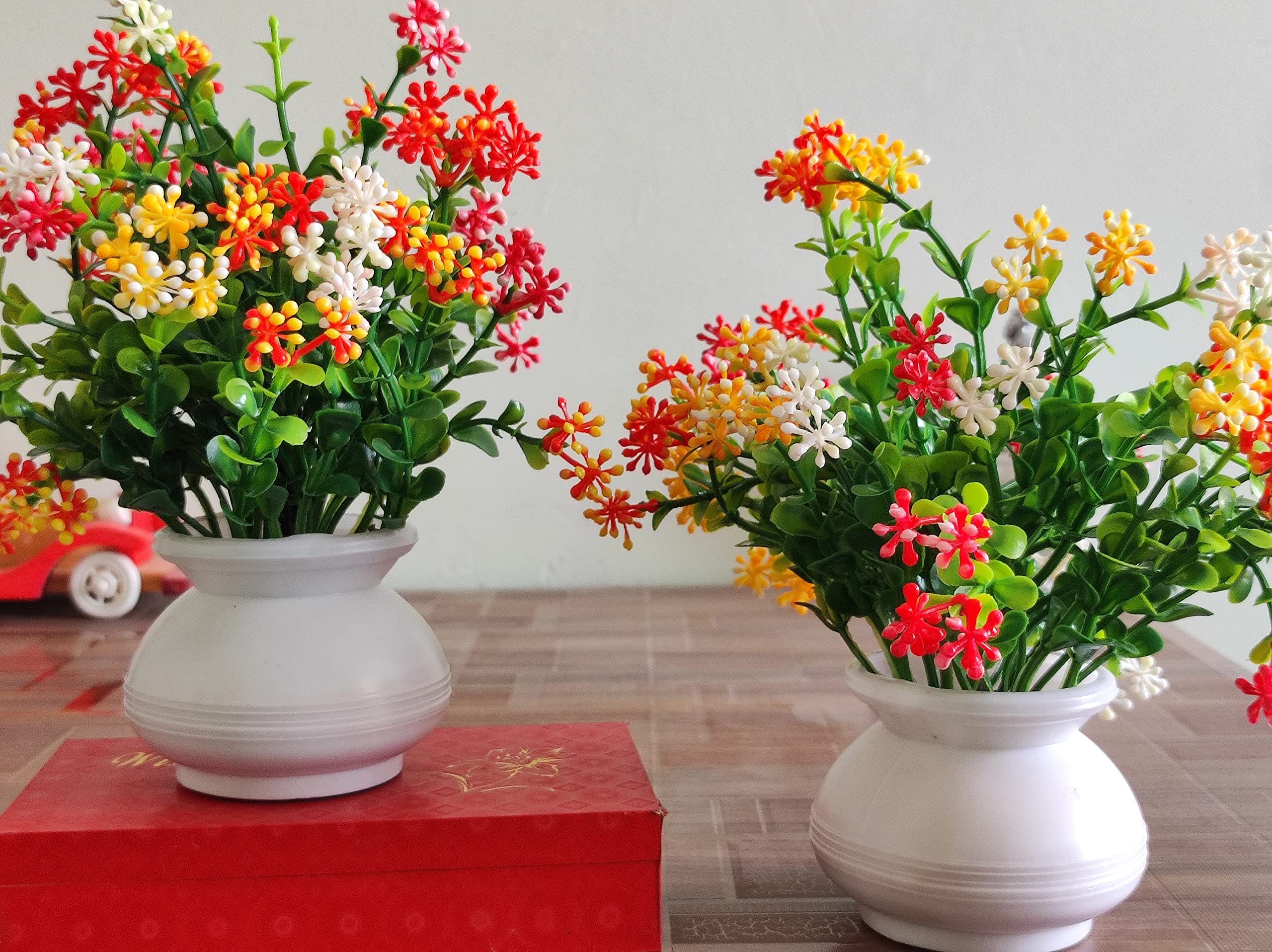 NMAB ARTESANIA Artificial Flowers/Plant with Pot for Home Decor, Office, Living Room, Balcony, Indoor/Outdoor, Garden, Gift Artificial Plants (Pack of 2) (P311)