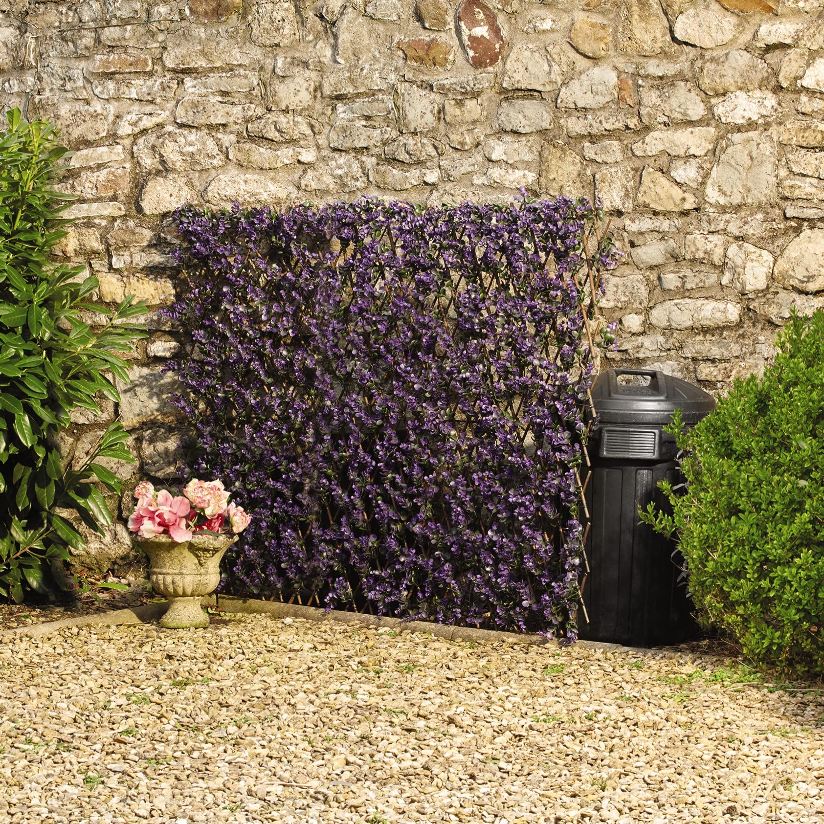 Artificial Lavender Hedge Trellis 1 x 2m Expandable Privacy Screening Panel for Gardens, Balcony and Terraces x2