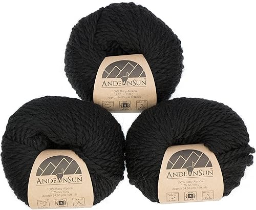 (Juego de 3) Ovillos 100% de lana de alpaca bebé #1, DK #3, Worsted #4, Bulky #5 (150 gramos  5.29 onzas en total), lujosos, acogedores y suaves