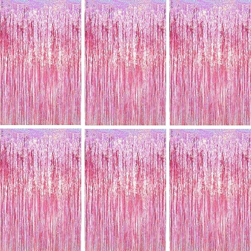 Miniatura 49 de Cortinas de 3.3 x 6.6 pies con flecos de papel de aluminio, decoraciones de fiesta con serpentinas, telón de fondo con flecos para cumpleaños, baby