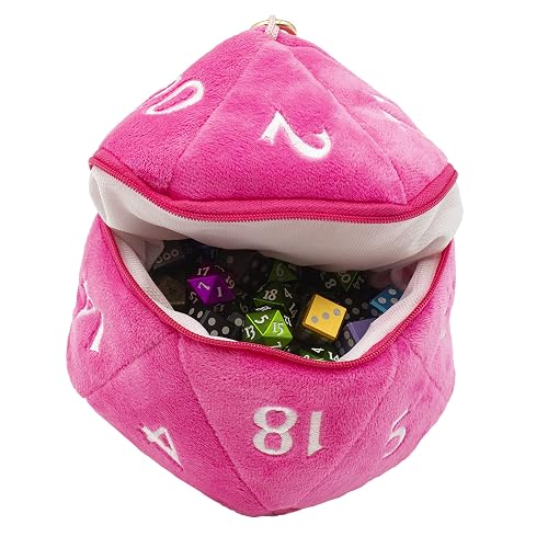 Ultra PRO Bolsa de Dados D20 Peluche Hot Pink - Mediana con Cremallera