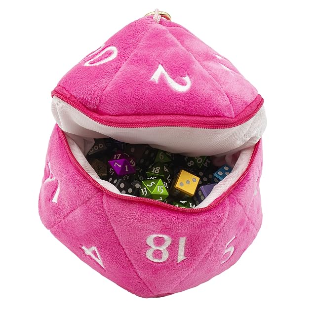 Ultra PRO Bolsa de Dados D20 Peluche Hot Pink - Mediana con Cremallera