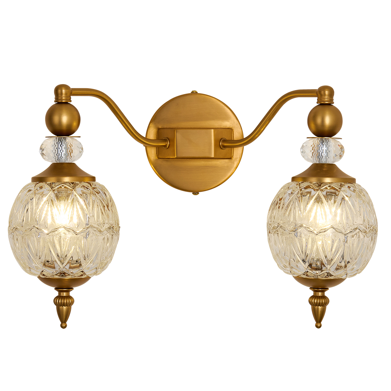 Image of Vintage Vanity Light 2 Light Gold Bathroom Light Fixtures Over Mirror