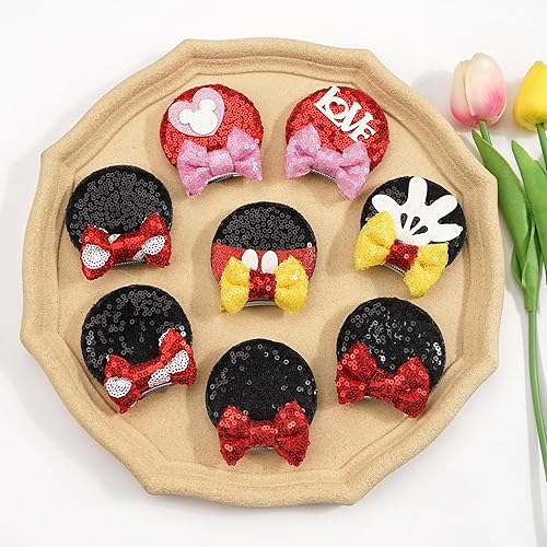 Miniatura 9 de 8 pinzas para el cabello con lentejuelas y orejas de ratón, pinzas para el cabello para mujeres y niñas, accesorios para el cabello para disfraces,