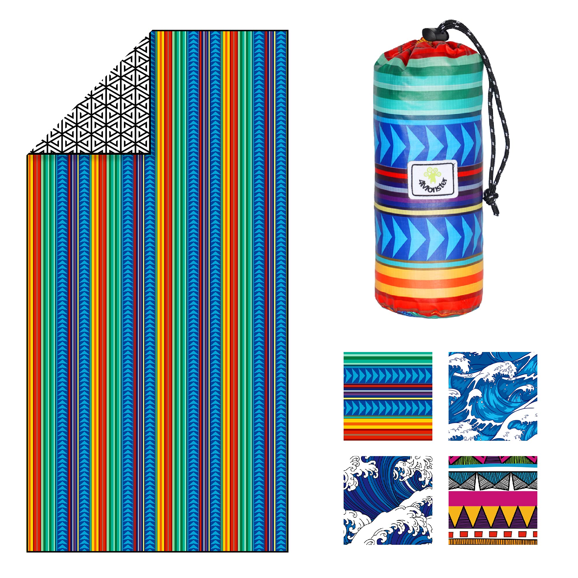 4Monster Microfiber Beach Towel Quick Dry,Super Absorbent Lightweight Travel Towel for Swimmers, Sand Free Camping Towel, Beach Towels for Pool,Swim,