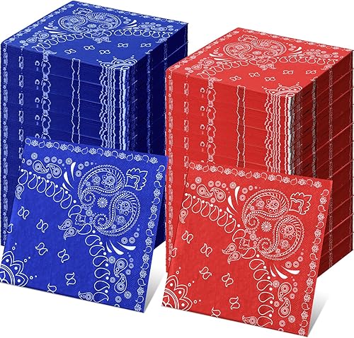 Miniatura 8 de Teling 100 pañuelos desechables de 2 capas, servilletas de papel con estampado de cachemira occidental para fiesta, bandana con temática de vaquero,