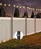 Vista 3 de Postes de luz de cadena de 9.5 pies, paquete de 2 postes de luz de cubierta para luces exteriores resistentes con base de anclaje y soporte, postes