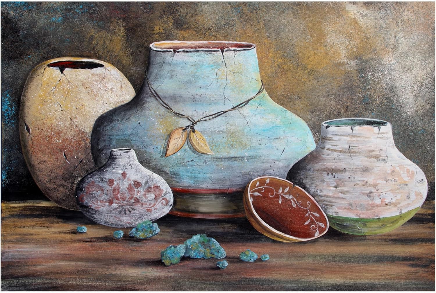 Wrapped Canvas Wall Art - Jean Plout 'Clay Pottery Still Life 2' Wall Art for Living Room, Bedroom, or Office Décor - 16x24