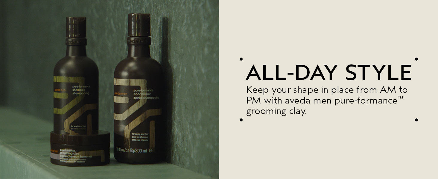 Aveda Men Pure-Formance Grooming Clay | Strong Pliable Hold | Matte Finish | Lightweight | 92% Naturally Derived*, 2.5 Ounce