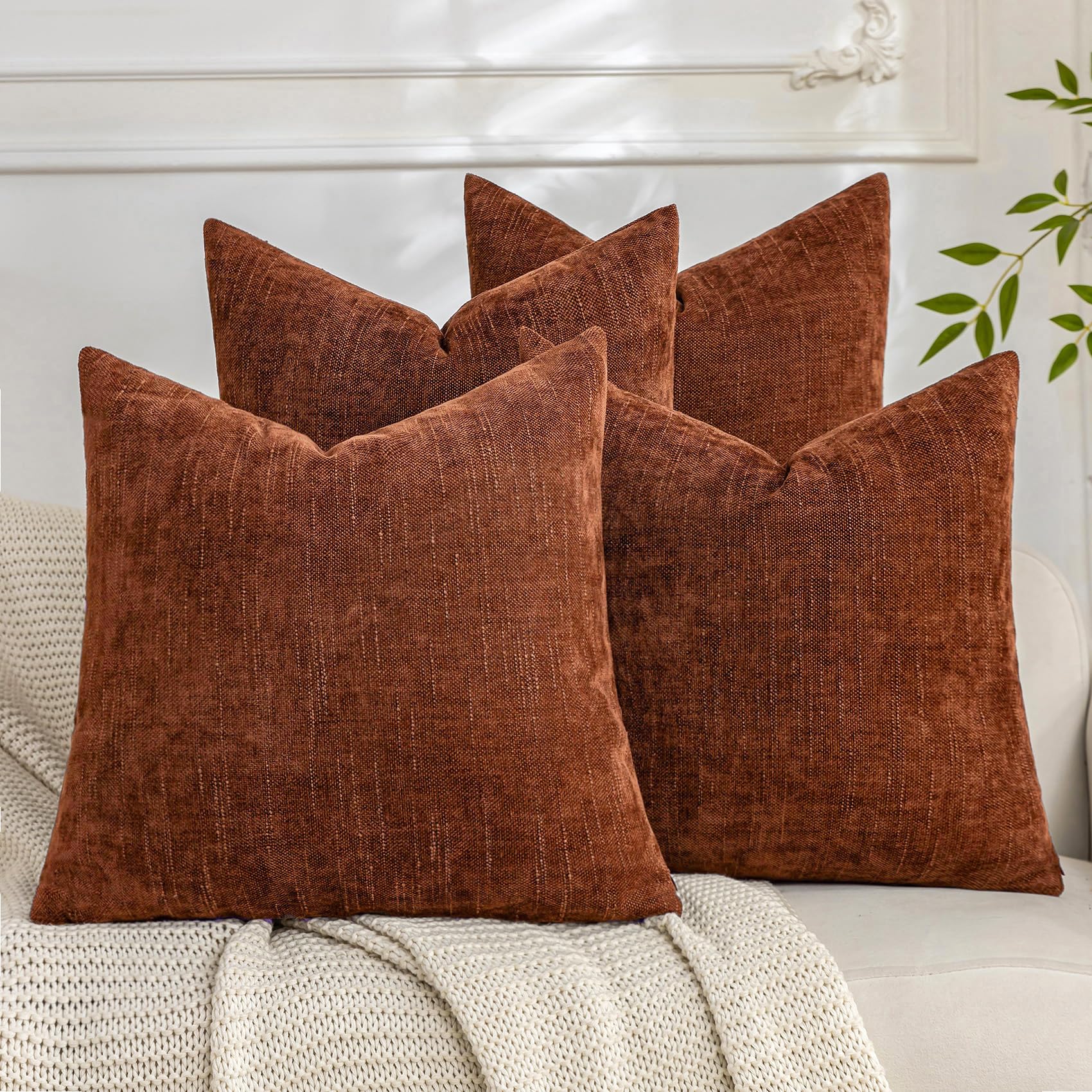 Photo 1 of Cozoomy 4-Pack Decorative Throw Pillow Covers 24x24 Inch Rust