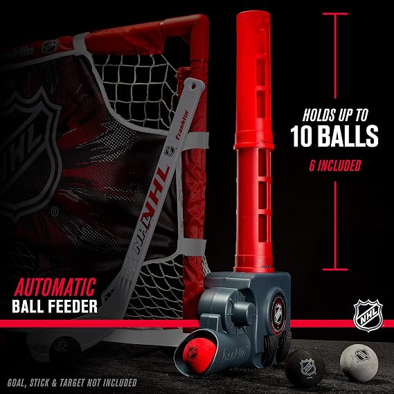 Franklin Sports NHL Automatic Mini Hockey Ball Passer - Knee Hockey Ball Passer Includes (6) Mini Balls - NHL Licensed