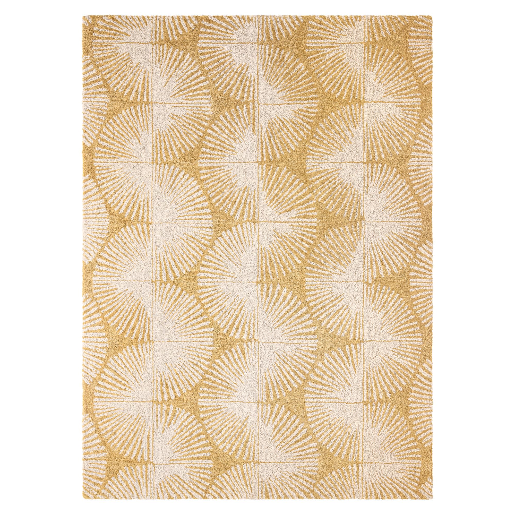 Nicole Miller New York Kendall Fluted Geo Handcrafted Area Rug, 100% Wool Rug, Gold, 9'x12'