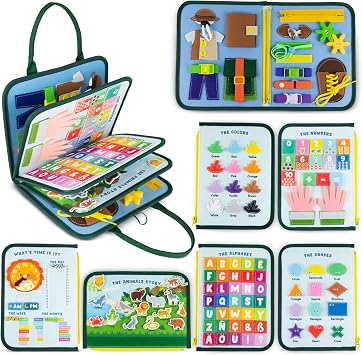 BONNYCO Busy Board Montessori en Feutrine Souple Multi-Activités