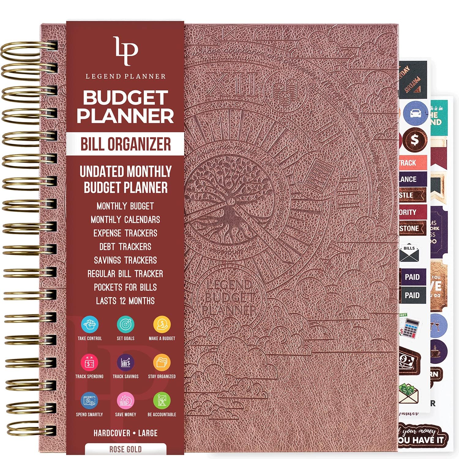 Legend Budget Planner & Monthly Bill Organizer with Pockets – Home Finance & Expense Tracker – Notebook for Household Budgeting (Rose Gold) — image 1