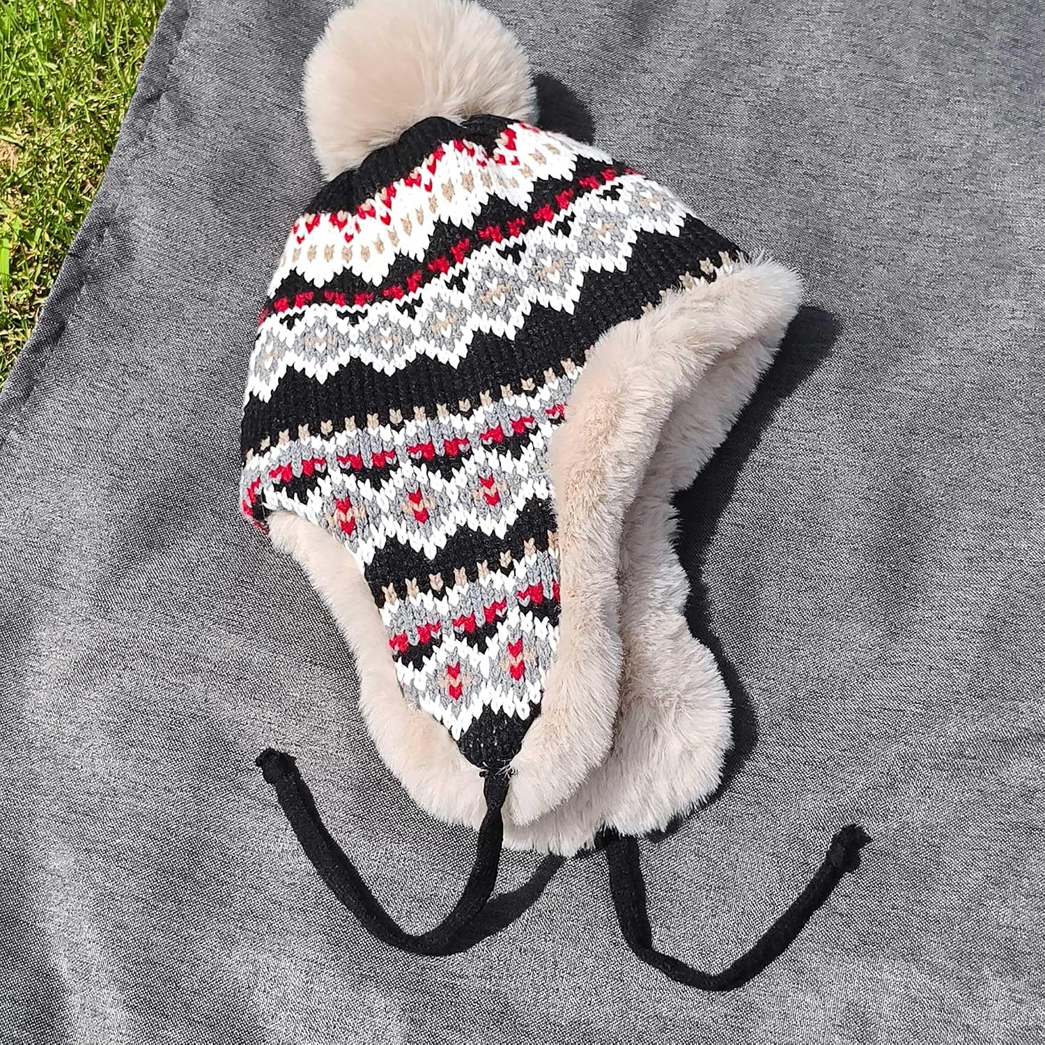 Winter Women Knit Beanie Hat Ear Flaps Trapper Hat Men Toque Warm