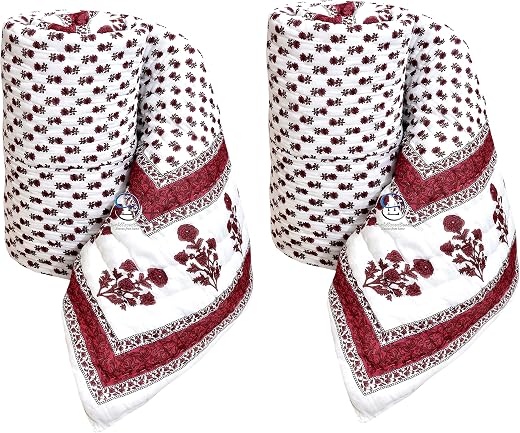 HASHIREX 210 TC Single Bed Jaipuri Razai Reversible Cotton Blanket Ac Quilt Soft Light Weight Rajasthani Traditional Cotto...