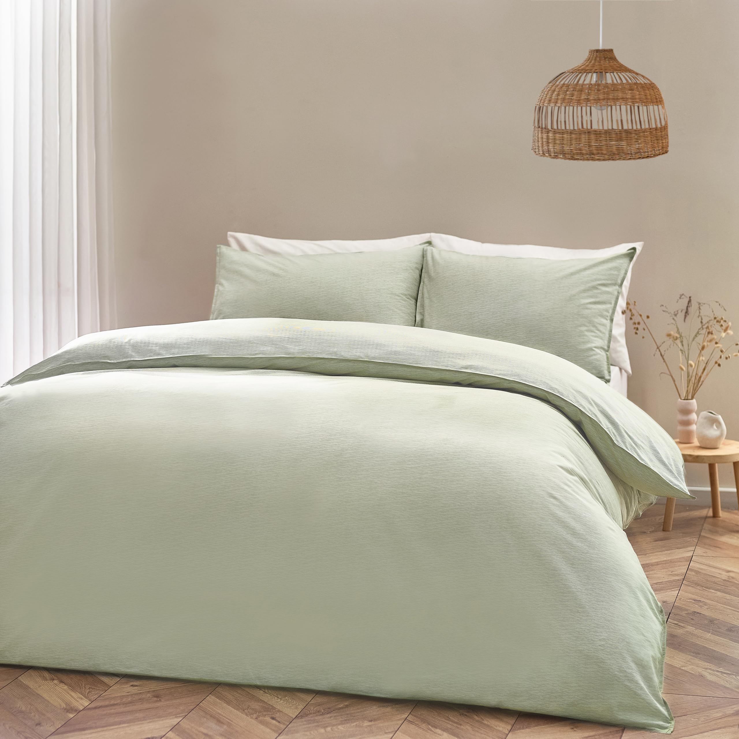 Yard Heaton Stripe 100% Cotton Duvet Cover Set - Super King - Khaki - Image 2