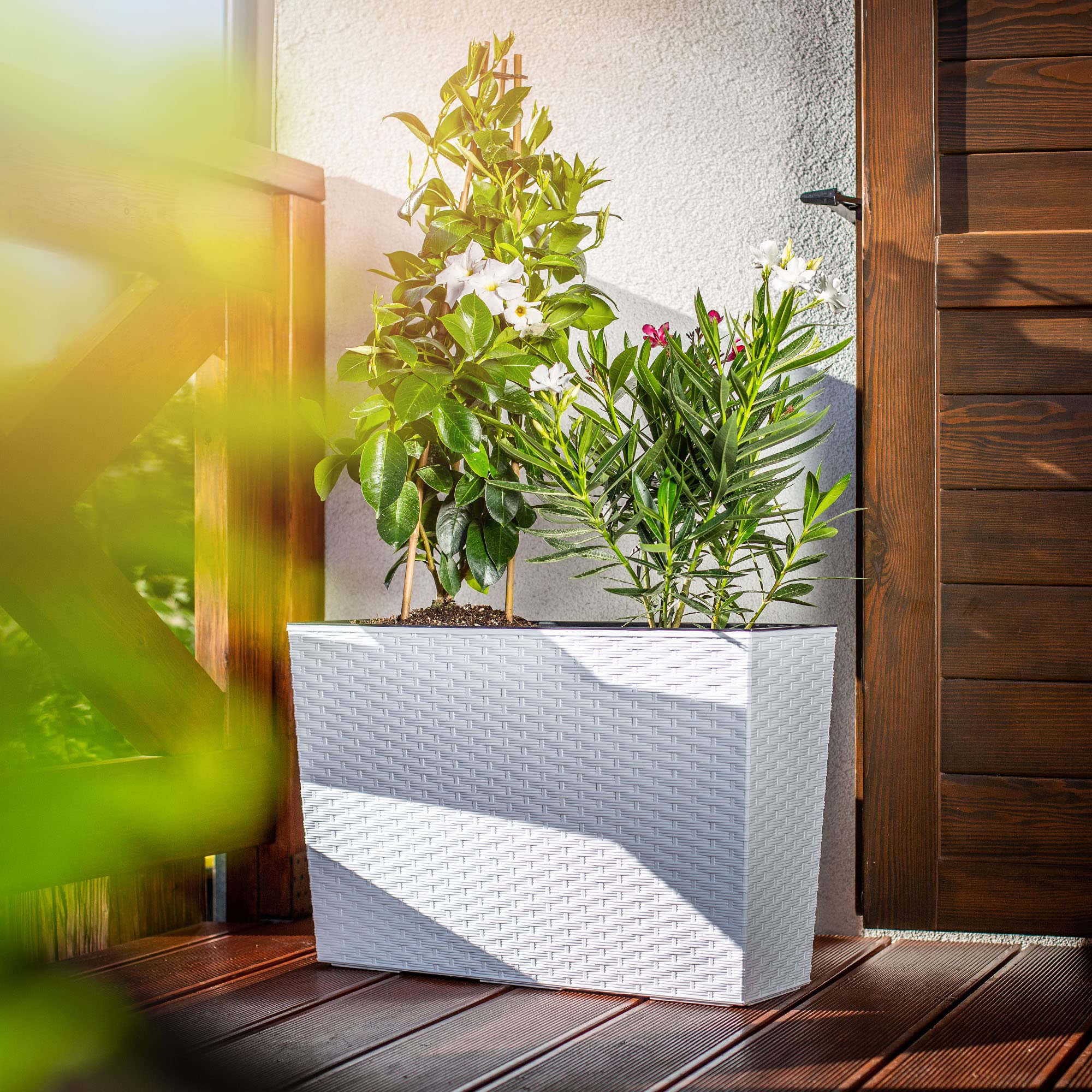 KADAX Jardinière Avec Soucoupe, Jardinière De Balcon En Plastique