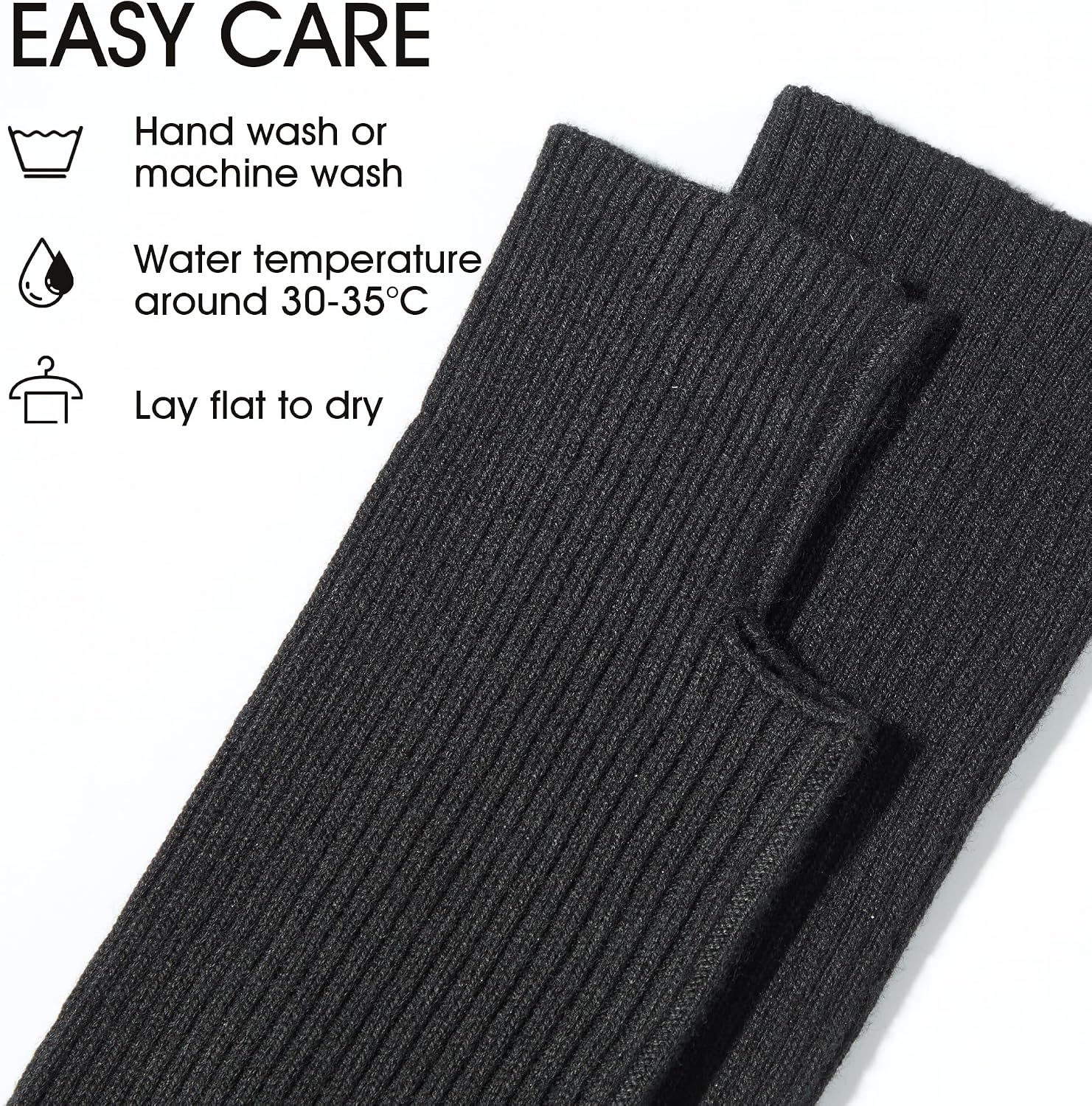 COOLJOB Wool Blend Arm Warmers for Women Knitted Warm Long Fingerless Gloves Winter Soft Stretchy Mittens with Thumb Hole