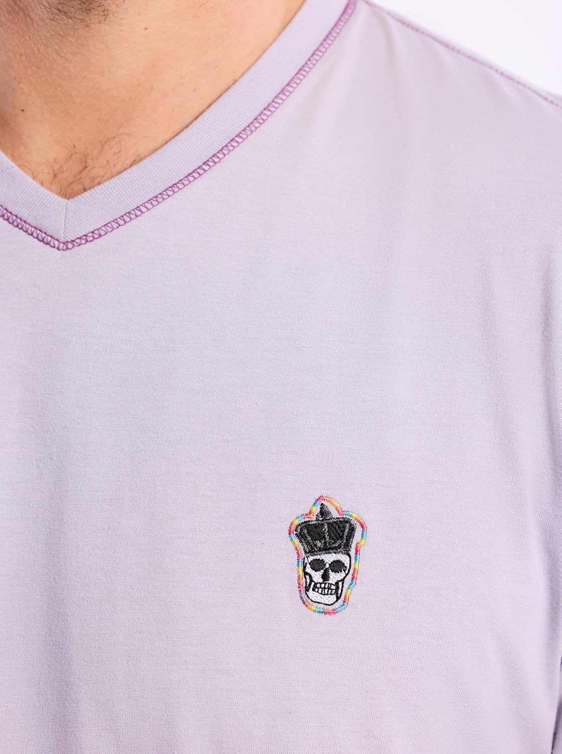 Robert Graham Men's Damien Short-Sleeve, V-Neck Top with Colorful Seams, Comfortable Fit & Richly Detailed for Wear - Image 5