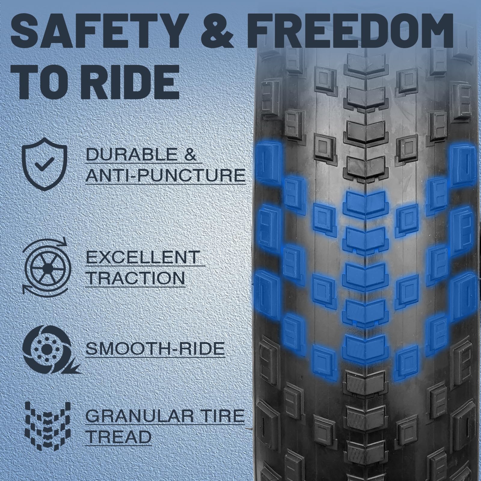 Pneu Fatbike 20 x 4.0 pour vélo électrique - Convient pour VTT, vélo de neige, vélo de plage, vélo électrique - Avec 2 démonte-pneus
