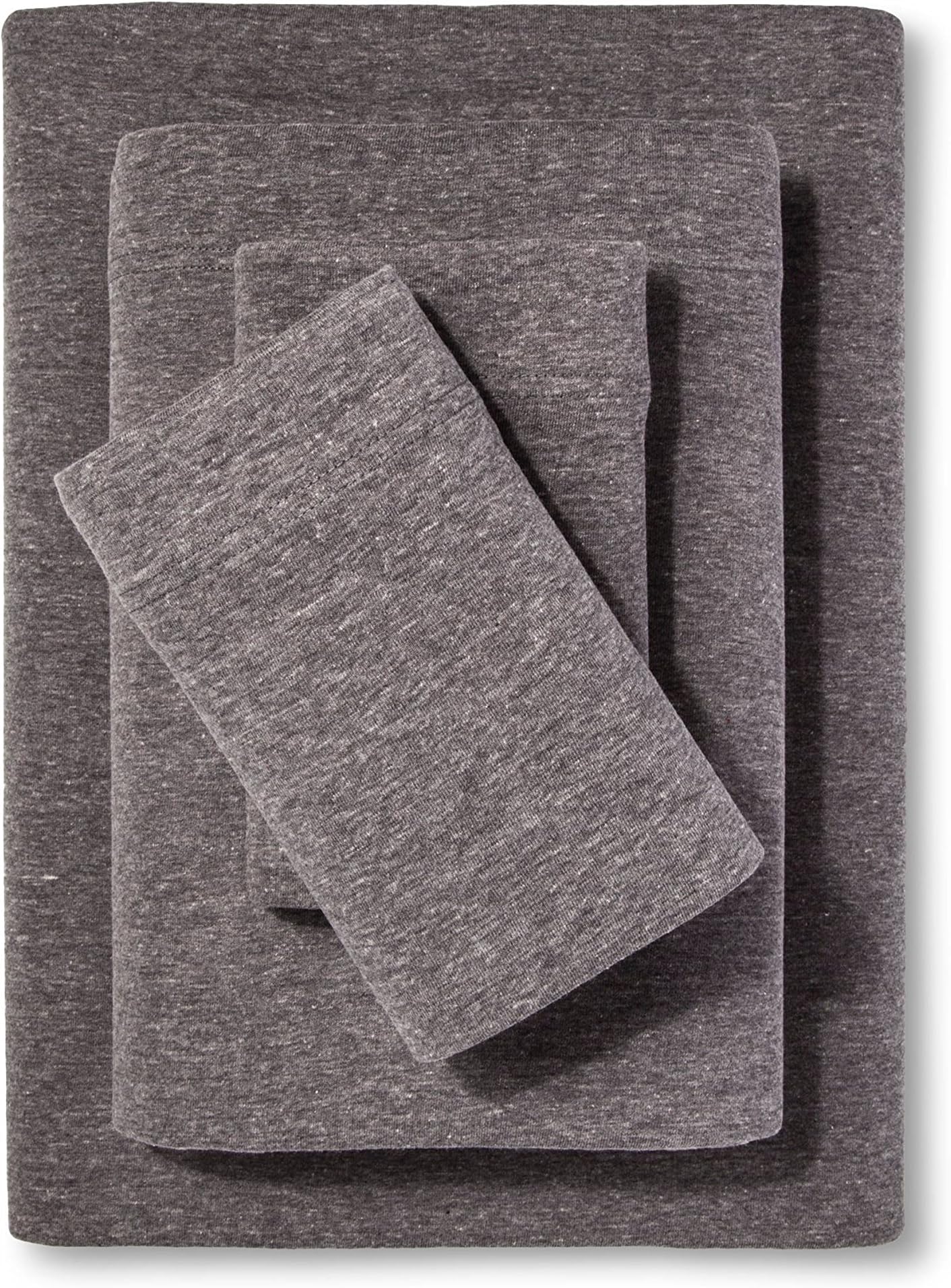 Twin Extra Long 100% Cotton Jersey Sheet Set - Soft and Comfy - By Crescent Bedding Heather Grey Twin XL