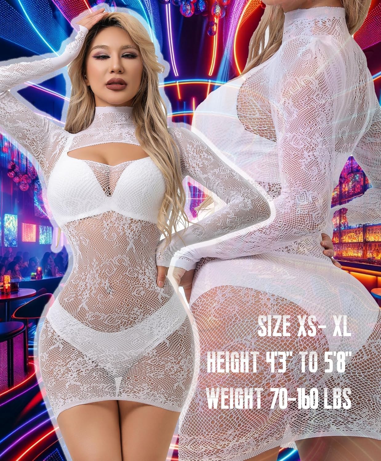 Hilergy Sexy Lingerie Dress for Women Fishnet Hollow Out Bodycon Stretchy Nightwear Exotic Beach Cover Up Outfit - Image 3