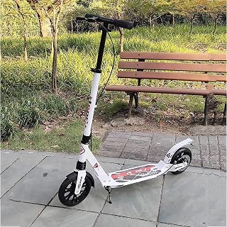LIYANJJ Wheel Folding Kick Scooter Flexible Height Adjustment Lean to Steer w/Front and Rear Dual Brakes,Steel Frame, Wide Standing Board Glide Scooter Best Gift for Teens