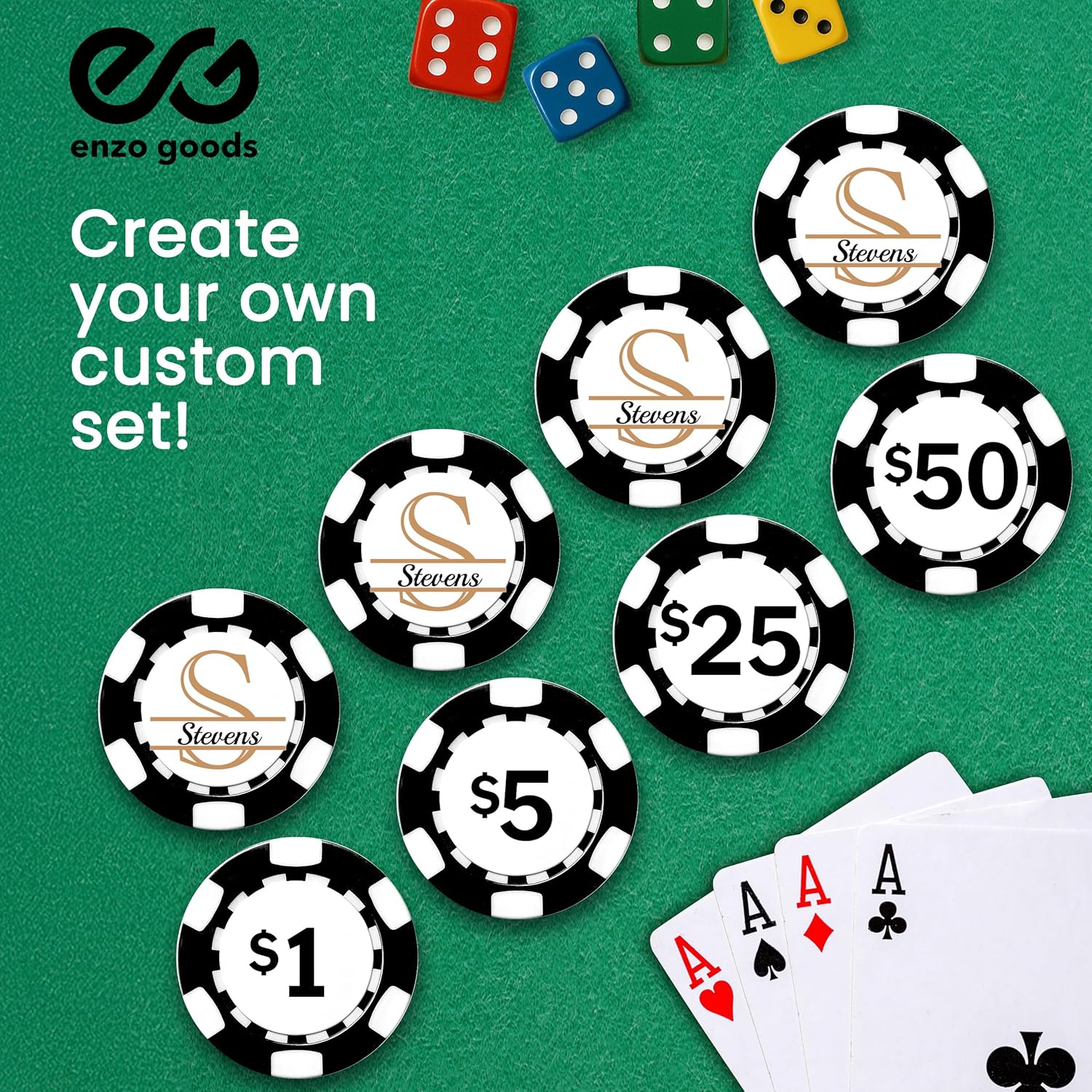 Custom Poker Chips | Custom Poker Chip Sets of 50, 100, 200 or 500 | Personalized Poker Chips | Custom Poker Chips with Logo
