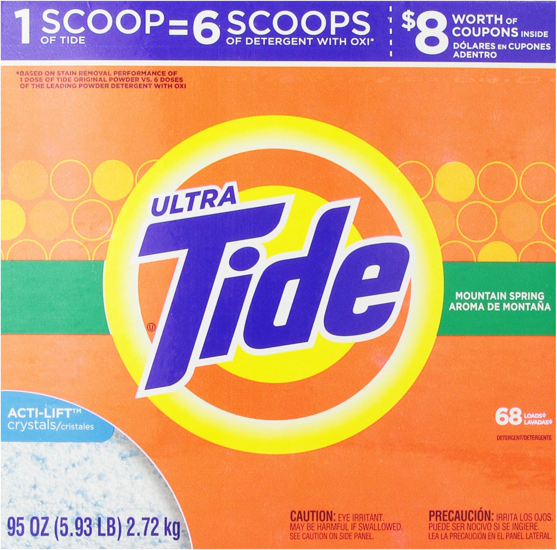 Powder Laundry Detergent, Mountain Spring, 68 loads, 95 oz