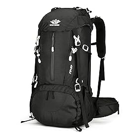 Esup 50L Camping Hiking Backpack Men with rain cover 45l+5l Lightweight Backpacking Backpack Travel Backpack (Black New)