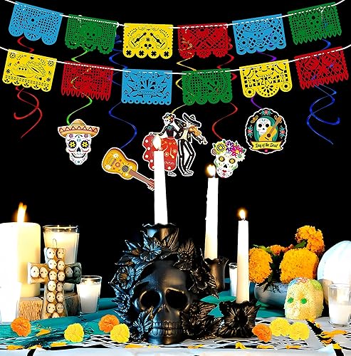 Miniatura 6 de Juego de 110 piezas de decoración Dia De Los Muertos Decoración del Día de los Muertos, Papel Picado, Maravilla, Maravilla, Remolinos Colgantes para