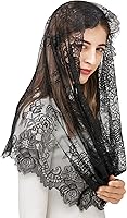 Vista 3 de PAMOR Estilo Español Encaje Tradicional Vintage Inspirado Infinito Forma Mantilla Velo Latino Masa Cabeza Cubierta