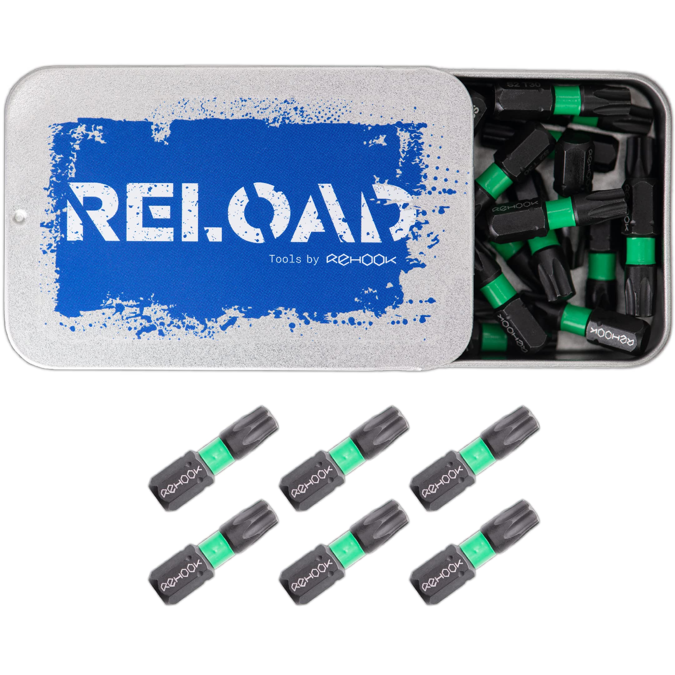 Rehook Reload T30 Torx 25Mm Impact Screwdriver Bit Set, S2 Steel Drill Driver Bits With 1/4" Hex Shank, Heavy-Duty Star Bits For Impact Drivers And Power Tools